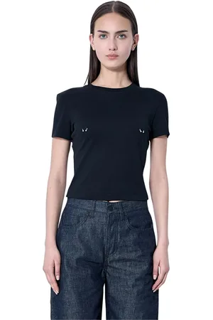 MUGLER Top, Dame, Sort, XS, Bomuld, Sølv-tone Hardware Crewneck T-shirt