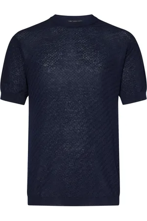 LOW BRAND Top, Herre, Blå, S, Bomuld, Blå Jacquard T-shirts og Polos