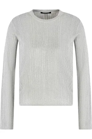 Armani Exchange Strik, Dame, Grå, XL, Polyester, Lysende Lurex Strik Top