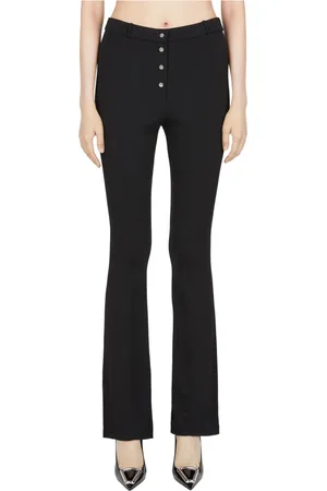 Paco rabanne Bukser, Dame, Sort, M, Flare Button Bukser med Sølv-Tone Lukning