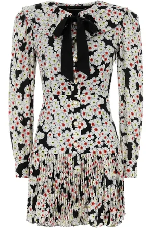 Alessandra Rich Kjole, Dame, Flerfarvet, XS, Silkekjole med print