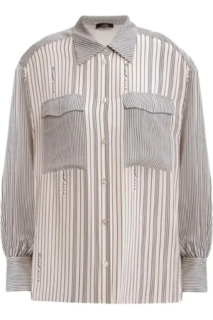 Twin-Set Bluser & Skjorter, Dame, Flerfarvet, L, Satin, Stribet Satinskjorte Kvinde