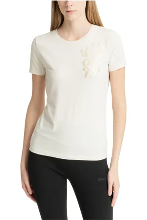 EA7 Top, Dame, , S, Bomuld, Mønstret T-shirt med Logo Detalje