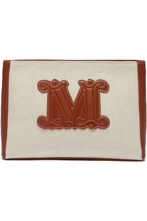 Max Mara Taske, Dame, , ONE SIZE, Uld, Canvas Clutch Cascia med Monogramdetalje