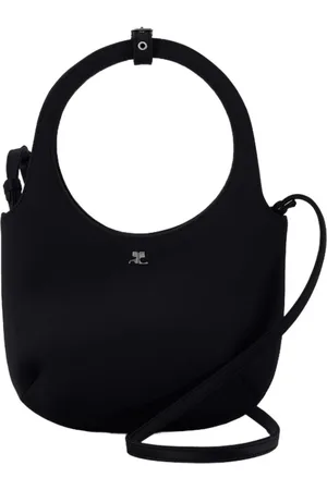 Courrèges Taske, Dame, Sort, ONE SIZE, Uld, Sort Satin Skuldertaske med Håndtag