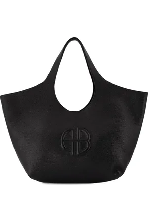 ANINE BING Taske, Dame, Sort, ONE SIZE, Læder, Sort læder tote taske - flap lukning