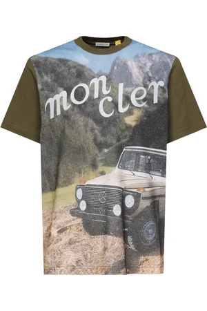 Moncler Top, Herre, Flerfarvet, M, Bomuld, Trykt Bomuld Jersey Choker T-shirt
