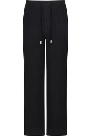 Vilebrequin Bukser, Herre, Sort, M, Linned, Sorte Linnedbukser med Elastisk Talje