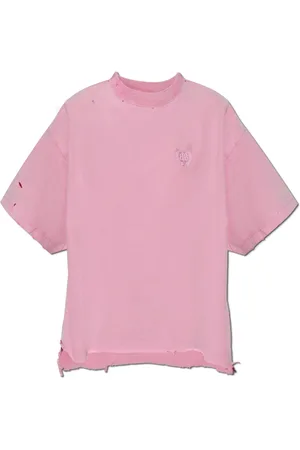 Balenciaga Top, Dame, Lyserød, M, Bomuld, T-shirt med vintageeffekt