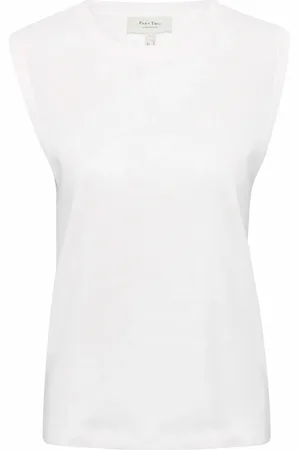 Part Two Top, Dame, Hvid, XS, Bomuld, Blød Rund Hals Top Bright