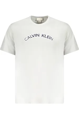 Calvin Klein Top, Herre, Grå, XL, Bomuld, Grå Bomuld Herre T-shirt med Ikonisk Logo