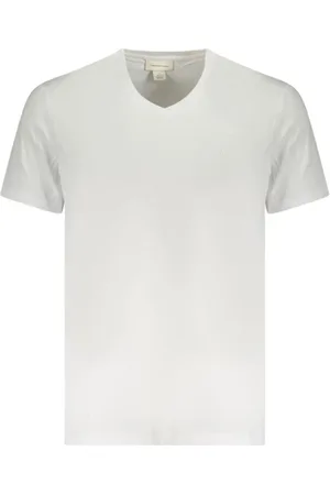 Calvin Klein Top, Herre, Hvid, M, Bomuld, Logo Broderet V-Neck Bomuld Tee