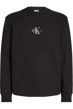 Calvin Klein Sweathshirts & Hoodies, Herre, Sort, 3XL, Uld, Sorte Sweaters Stilfuldt Broderet Design