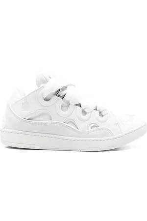 Lanvin Sko, Herre, Hvid, 42 EU, Hvid Snøresneaker med Polstret Design