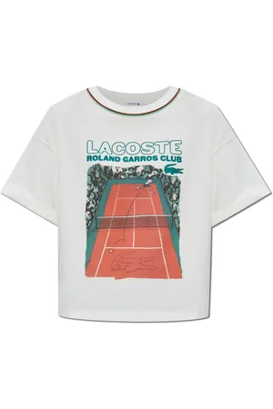 Lacoste Top, Dame, Hvid, S, Bomuld, T-shirt med farverigt tryk
