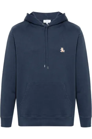 Maison Kitsuné Sweathshirts & Hoodies, Herre, Blå, XL, Bomuld, Afslappet Chillax Patch Hoodie