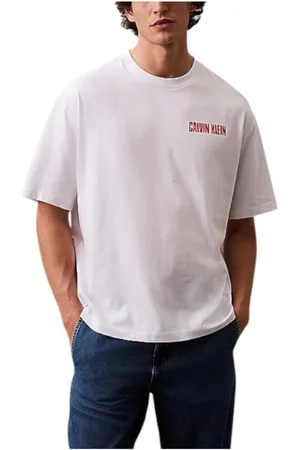 Calvin Klein Top, Herre, Hvid, 2XL, Tyl, Logo Vert T-shirt Elevate Style