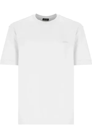 Ermenegildo Zegna Top, Herre, Hvid, L, Bomuld, Hvid Bomulds T-shirt med Broderet Logo
