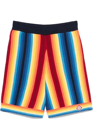 Casablanca Shorts, Herre, Flerfarvet, L, Blå Lodret Stribet Broderede Shorts