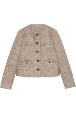 Blazé Milano Jakke, Dame, Brun, S, Uld, Taupe Kravetløs overtøj med skulderpuder