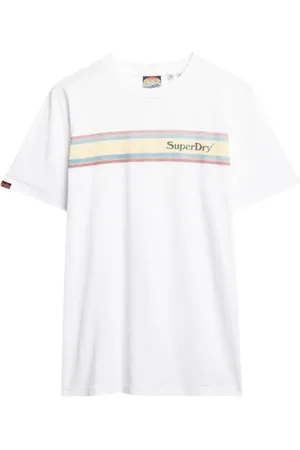 Superdry Top, Herre, Hvid, M, Uld, Stribet Venue Logo T-shirt