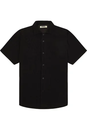 Woodbird Skjorte, Herre, Sort, M, Polyester, Plisseret Afslappet Skjorte