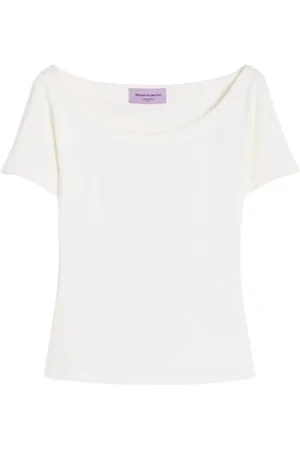 Max Mara Top, Dame, Hvid, M, Bomuld, Stræk bomuld top Virtus Elfenben