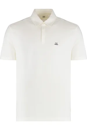 C.P. Company Top, Herre, Hvid, L, Bomuld, Broderet logo bomuldspolo