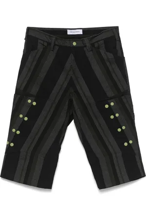 Kiko Kostadinov Shorts, Herre, Sort, L, Sort Stribet Bælte Shorts