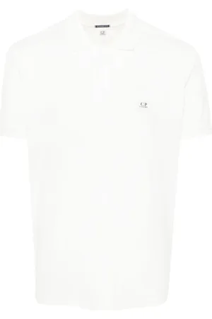 C.P. Company Top, Herre, Hvid, L, Hvid Logo Polo Skjorte