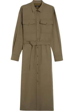 Max Mara Kjole, Dame, Grøn, M, Uld, Grøn Uldblanding Maxi Kjole