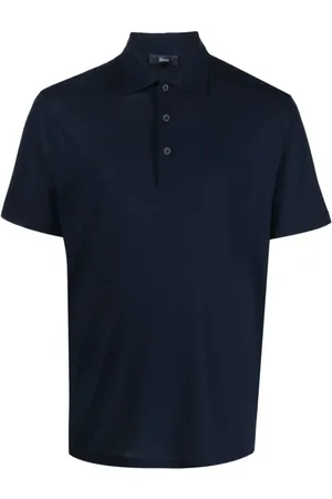 HERNO Top, Herre, Blå, M, Bomuld, Mørkeblå Polo Skjorte Klassisk Stil