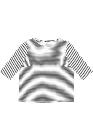 R13 Top, Dame, Hvid, S, Stribet albueærme tee