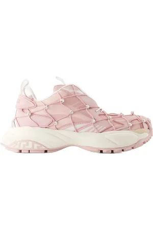 VERSACE Sko, Dame, Lyserød, 37 EU, Læder, Lyserøde Læder Sneakers - Rund Tå