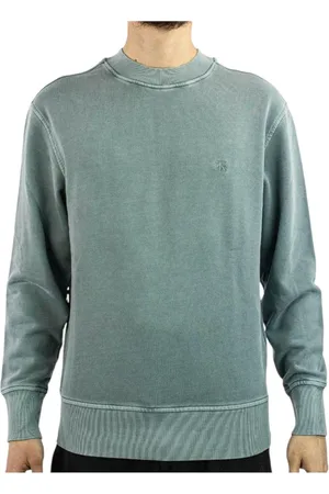 Calvin Klein Strik, Herre, Grøn, 2XL, Bomuld, Vintage Vasket Applique Sweatshirt