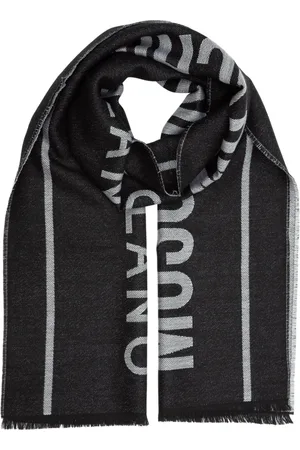 Moschino Tilbehør, Herre, Sort, ONE SIZE, Uld, Merino Uld Frynset Tørklæde