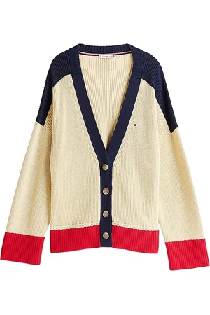 Tommy Hilfiger Strik, Dame, Flerfarvet, S/M, Ivory Country Cardigan