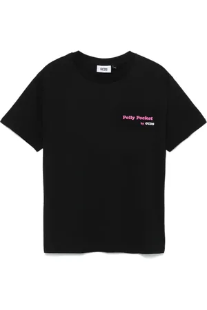 GCDS Top, Dame, Sort, S, Uld, Pizza Oversize T-shirt med Grafisk Print