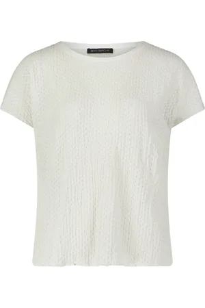 Betty Barclay Top, Dame, Hvid, 2XL, Uld, Struktureret skjorte med bådhals