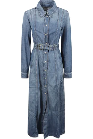 Ganni Kjole, Dame, Blå, S, Denim, Denim Maxi Kjole