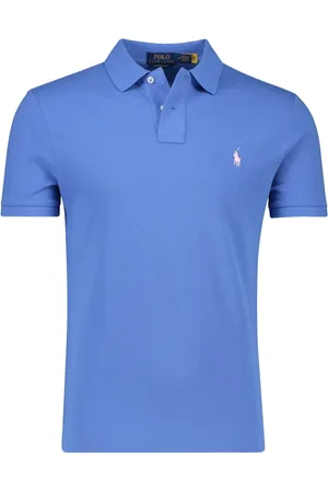 Ralph Lauren Top, Herre, Blå, XL, Bomuld, Blå kortærmet poloshirt