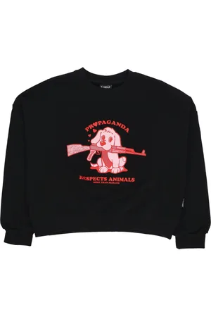 Propaganda Sweathshirts & Hoodies, Dame, Sort, XS, Bomuld, Puppy Croptop Crewneck Sweatshirt