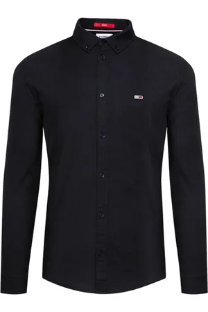 Tommy Hilfiger Skjorte, Herre, Sort, L, Bomuld, Sort Slim Fit Langærmet Skjorte
