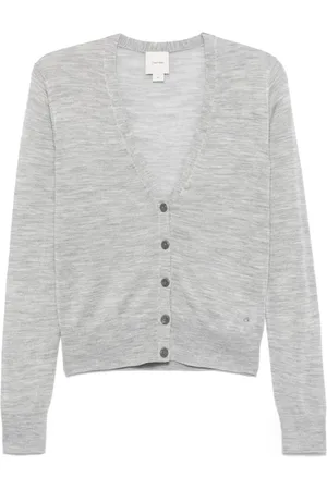 Calvin Klein Strik, Dame, Grå, XS, Uld, Heather Grå Knap Sweater