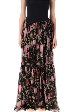 Chloé Nederdel, Dame, Flerfarvet, S, Sort Blomst Maxi Nederdel Elegant Anledninger