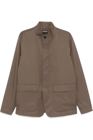 Ermenegildo Zegna Jakke, Herre, Brun, M, Polyester, Polyester Field Jacket med knaplukning