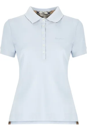 Barbour Top, Dame, Blå, L, Bomuld, Lysblå Polo Skjorte med Broderet Logo