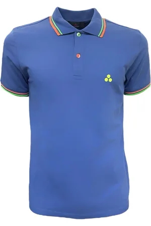 Peuterey Top, Herre, Blå, L, Bomuld, Fluo Logo Polo Shirt Blå Bomuld