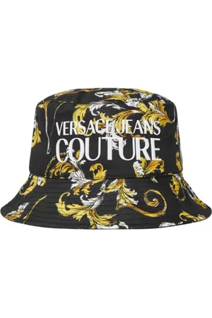VERSACE Tilbehør, Herre, Sort, S, Bomuld, Sorte 3D-trykte bomuldshatte