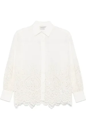 ERMANNO SCERVINO Bluser & Skjorter, Dame, , XS, Broderet Logo Hvid Skjorte